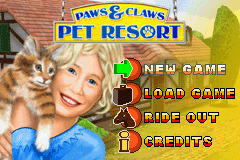 Paws & Claws Pet Resort title screen for GameBoy Advance